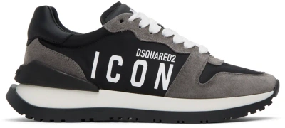 Dsquared2 Black 'icon' Running Sneakers In M063 Black+white