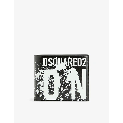 Dsquared2 Black Icon Splash Brand-print Leather Bifold Wallet