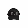 Dsquared2 Black Icon Stud Baseball Cap With Visor In Black