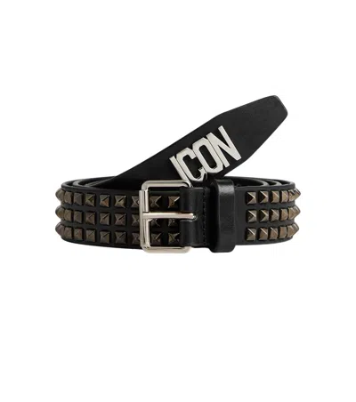 Dsquared2 Black Icon Studded Casual Belt