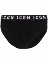 Dsquared2 Cotton Icon Slip With Logoed Waistband In Black