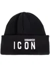 Dsquared2 Intarsia-knit Logo Beanie In Black