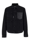 Dsquared2 Black Jacket With Classic Collar And Embossed Logo On The Front In Denim Man In Black