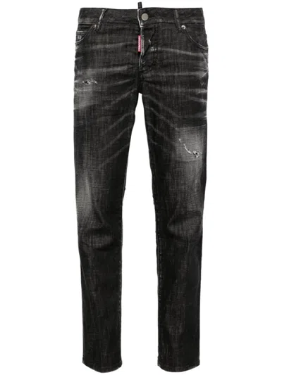 DSQUARED2 BLACK JENNIFER SKINNY JEANS IN LOW-RISE STRETCH COTTON