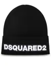 Dsquared2 Ribbed Knit Beanie With Folded Cuff And Bold Logo In Brown