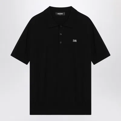Dsquared2 Black Knitted D2 Polo Shirt Men