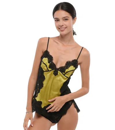 Dsquared2 Black Lace V Neck Top In Multi