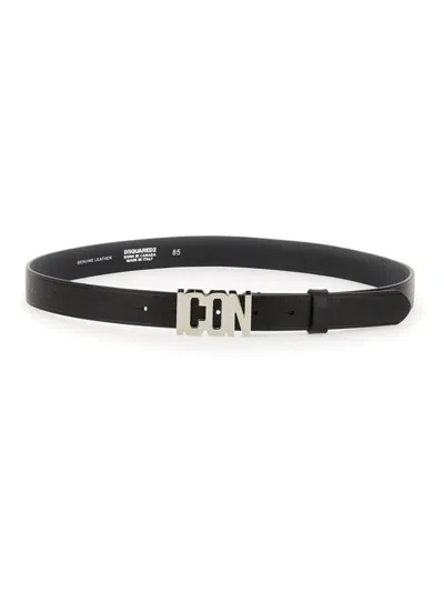 Dsquared2 Dsquared Leather Belt In Black