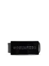 Dsquared2 Black Leather Belt With Logo Plaque Closure In Black