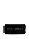 Dsquared2 Black Leather Belt With Rectangular Plaque Closure In Black