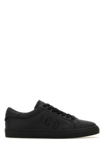 DSQUARED2 BLACK LEATHER CASSETTA SNEAKERS