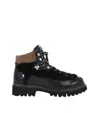 Dsquared2 Black Leather Combat Boots In Black