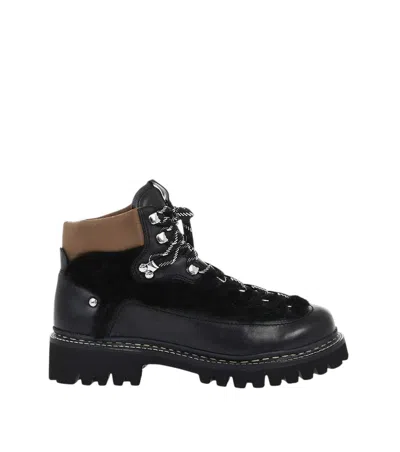 Dsquared2 Black Leather Combat Boots
