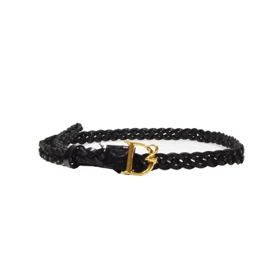 DSQUARED2 DSQUARED2 BLACK LEATHER D2 BRAIDED BELT
