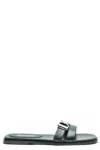 Dsquared2 D2 Statement Leather Flat Sandals In Black