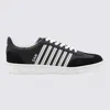 Dsquared2 Black Low Top Sneakers With Contrasting Striped Embellishment On The Side In Leather Woman In Black+white