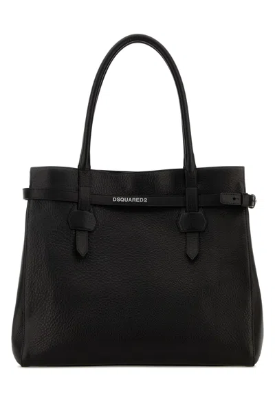 Dsquared2 Black Leather Twin Shopping Bag