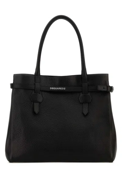 Dsquared2 Black Leather Twin Shopping Bag
