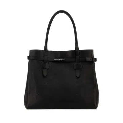Dsquared2 Black Leather Twin Shopping Bag