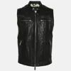 Dsquared2 Black Leather Vest In Black