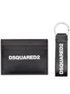 Dsquared2 Smooth Leather Wallet With Keyring Attachment And Bold Logo In Black