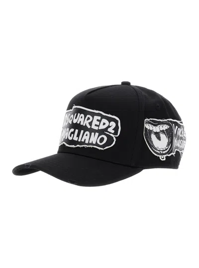 DSQUARED2 BLACK LOGO BASEBALL HAT