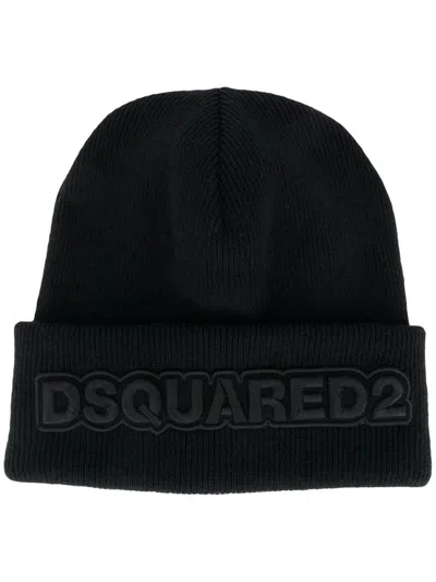 Dsquared2 Black Logo Beanie Hat