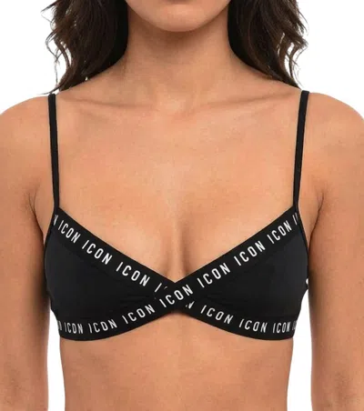 Dsquared2 Black Logo Bikini Top Swimwear