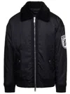 Dsquared2 'ciprus' Black Bomber Jacket With Contrasting Logo Patch And Print In Nylon Man In Black