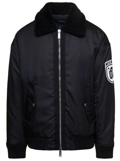 DSQUARED2 BLACK LOGO BOMBER JACKET