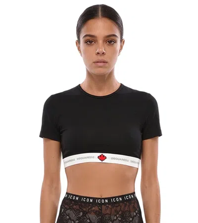 Dsquared2 Black Logo Crew Neck Top