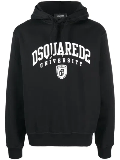 Dsquared2 Logo-print Cotton Hoodie In Black