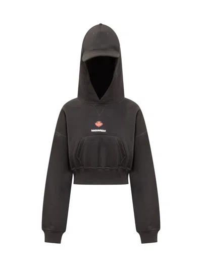 Dsquared2 Black Logo Hood Sweatshirt In Blue