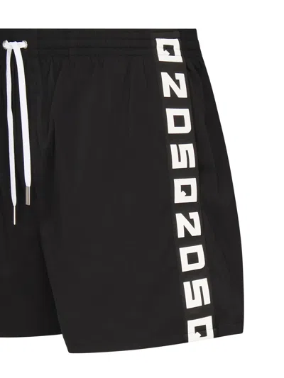 Dsquared2 Black Logo Midi Swim Shorts
