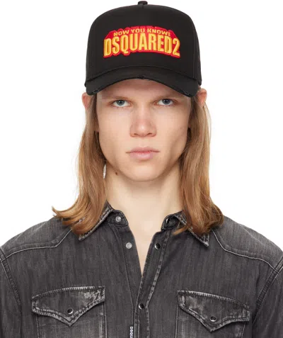 DSQUARED2 BLACK LOGO PATCH CAP