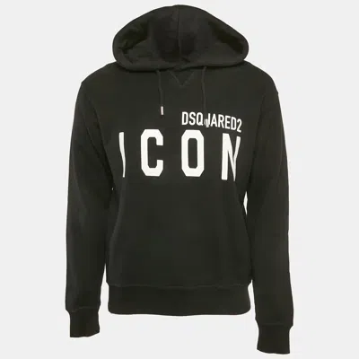 Pre-owned Dsquared2 Black Logo Print Cotton Cool Fit Hoodie S