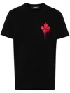 Dsquared2 Black T-shirt Featuring Striking Red Maple Leaf In Black