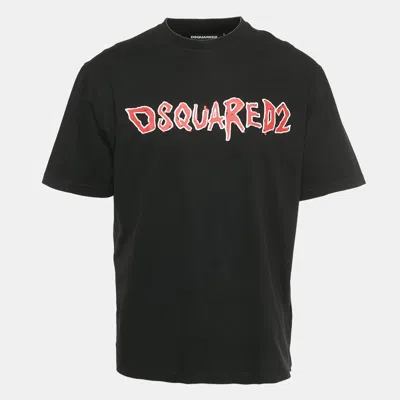 Pre-owned Dsquared2 Black Logo Print Cotton T-shirt Xl