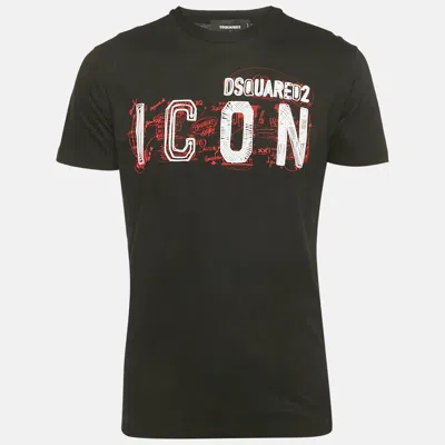 Pre-owned Dsquared2 Black Logo Print Jersey T-shirt S