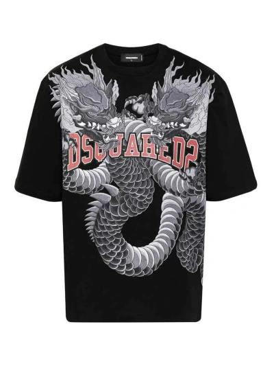 Dsquared2 Logo-print Cotton T-shirt In Black
