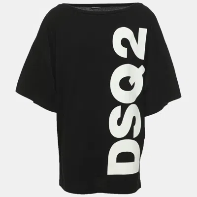 Pre-owned Dsquared2 Black Logo Printed Cotton T-shirt M