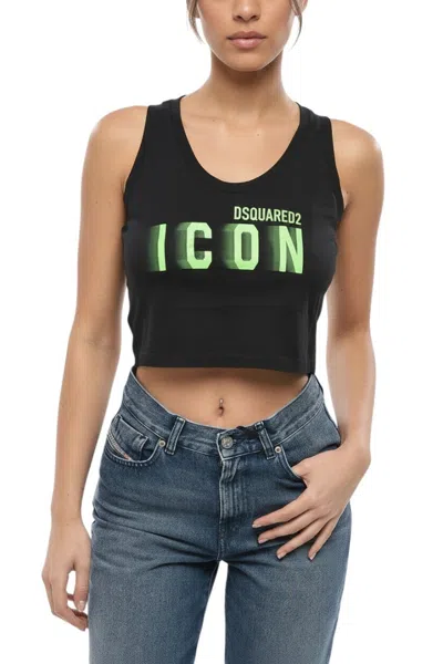 Dsquared2 Black Logo Round Neck Top