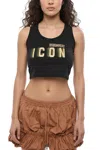 Dsquared2 Black Logo Round Neck Top In Black