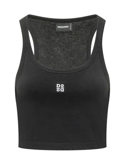 Dsquared2 Black Logo Scoop Neck Top