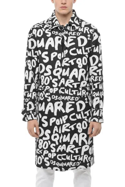 DSQUARED2 BLACK LOGO TRENCH COAT