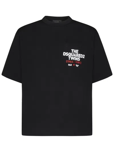 Dsquared2 Black Loose-fit Cotton Jersey T-shirt With Logo Pocket