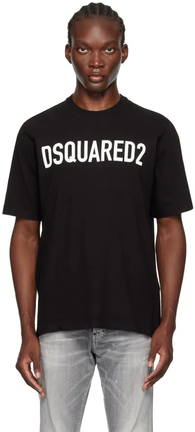 Dsquared2 Crew Neck T-shirt With Printed Logo In Black