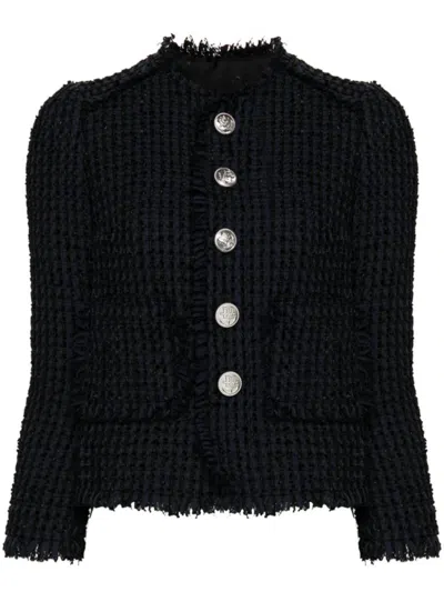 Dsquared2 Black Lower Manhattan Boucl Jacket In Navy Blue