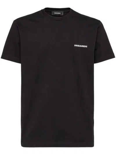 DSQUARED2 MEN BLACK MAP-PRINT COTTON T-SHIRT