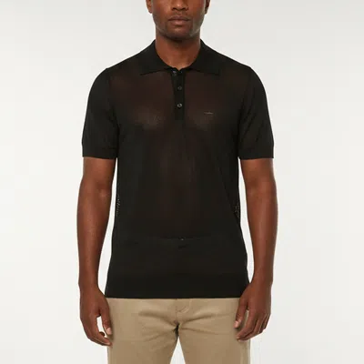 Pre-owned Dsquared2 Black Mesh Short Sleeve Sheer Polo T-shirt Xs